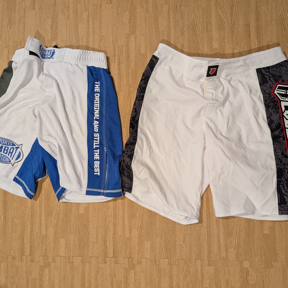 White and Blue Men's Sports Shorts